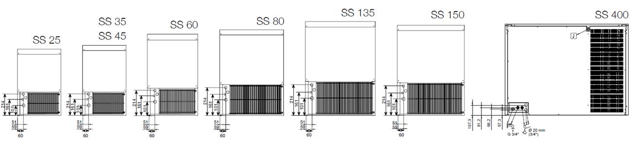 Machine à glaçons pleins 25 kg/24h ICETECH SS25 A/E - ITSS25-A